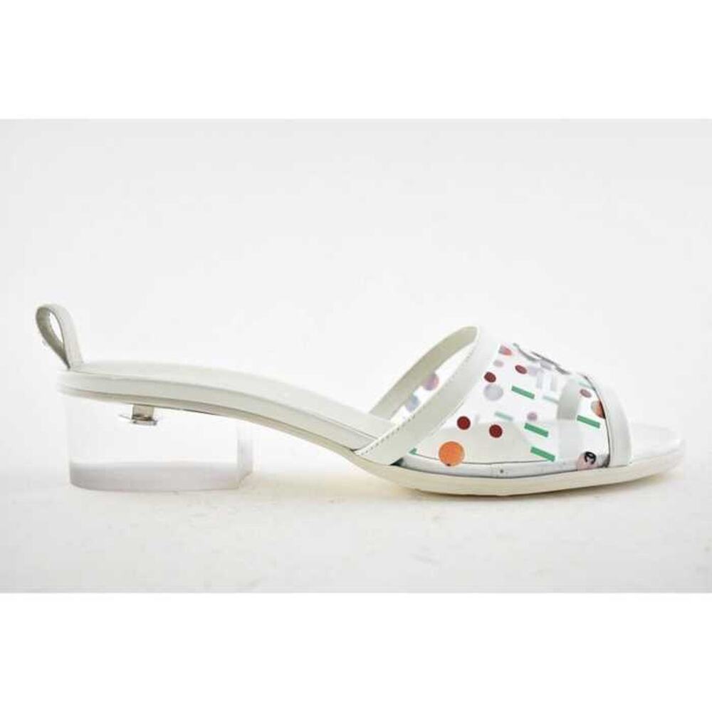Chanel 19S Multicolor Patent Transparent PVC C Logo Mule Slide Sandal Heel 37.5C